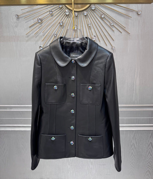 Cha 25fw Black sheepskin jacket