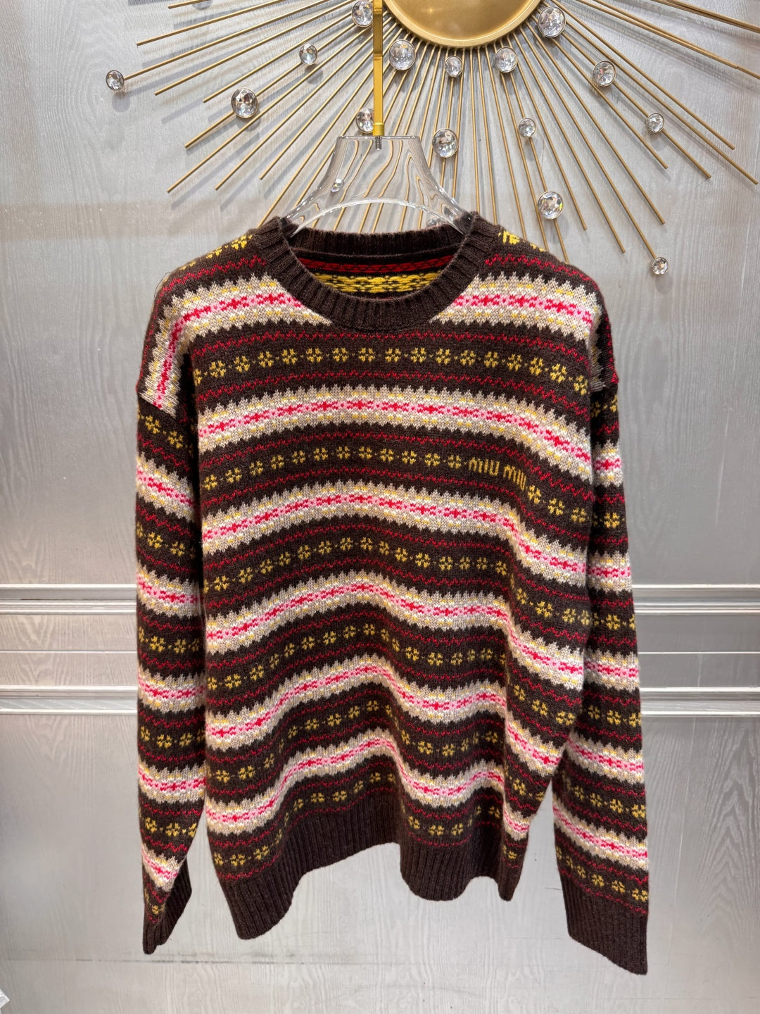 Mu 25fw Snowflake contrasting knitted sweater set