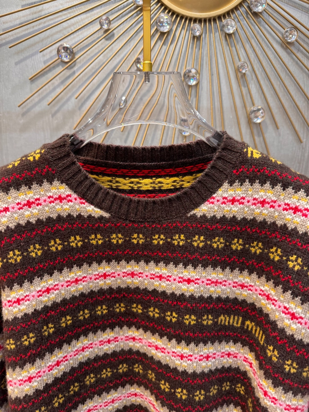 Mu 25fw Snowflake contrasting knitted sweater set