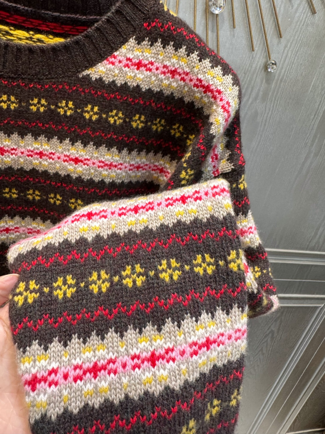 Mu 25fw Snowflake contrasting knitted sweater set