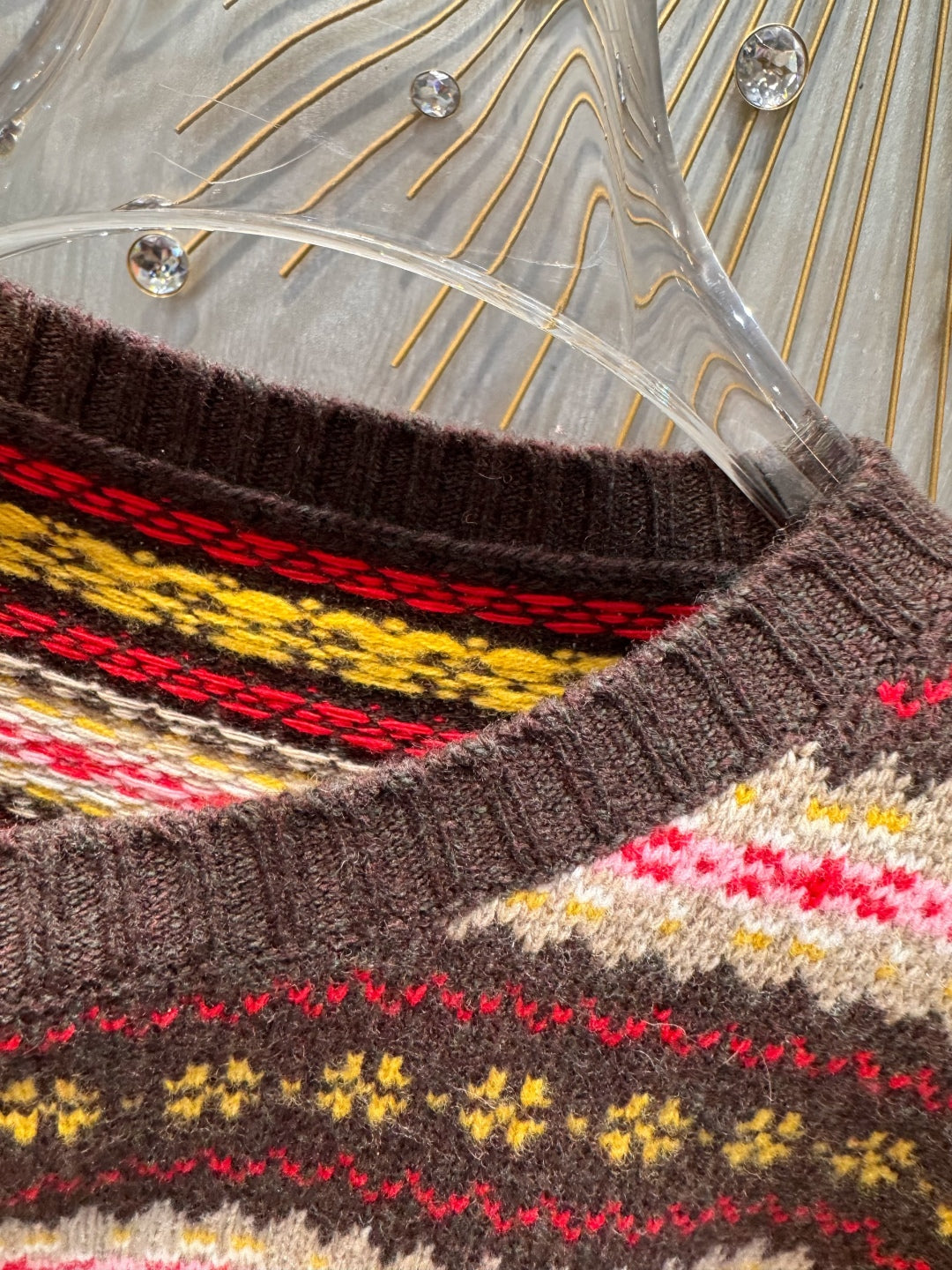 Mu 25fw Snowflake contrasting knitted sweater set