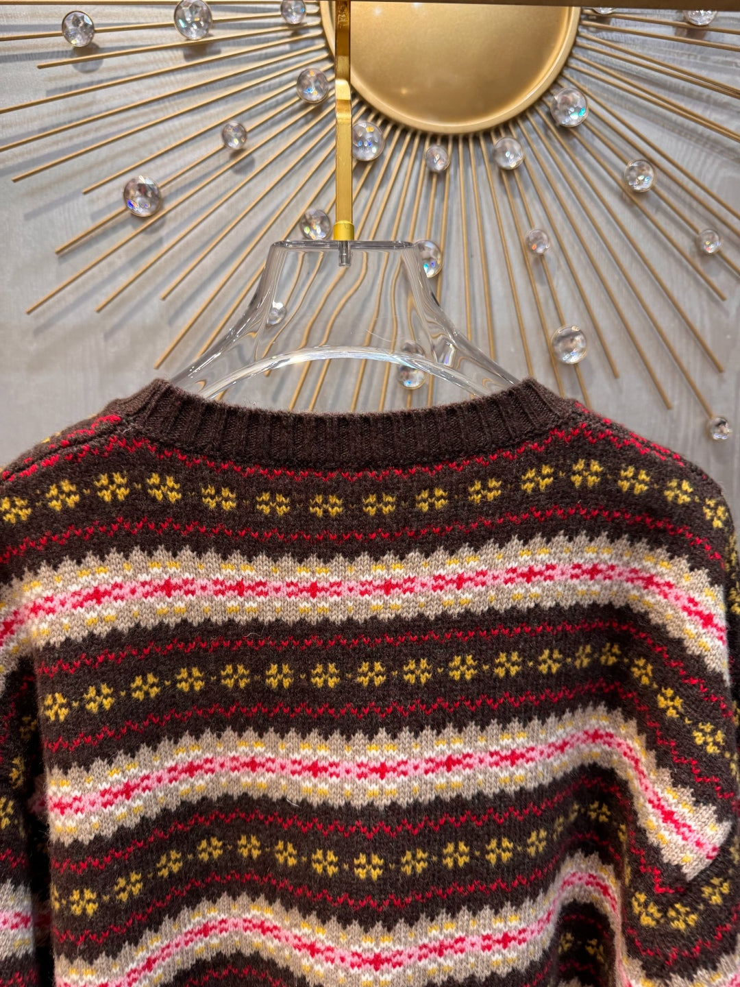 Mu 25fw Snowflake contrasting knitted sweater set