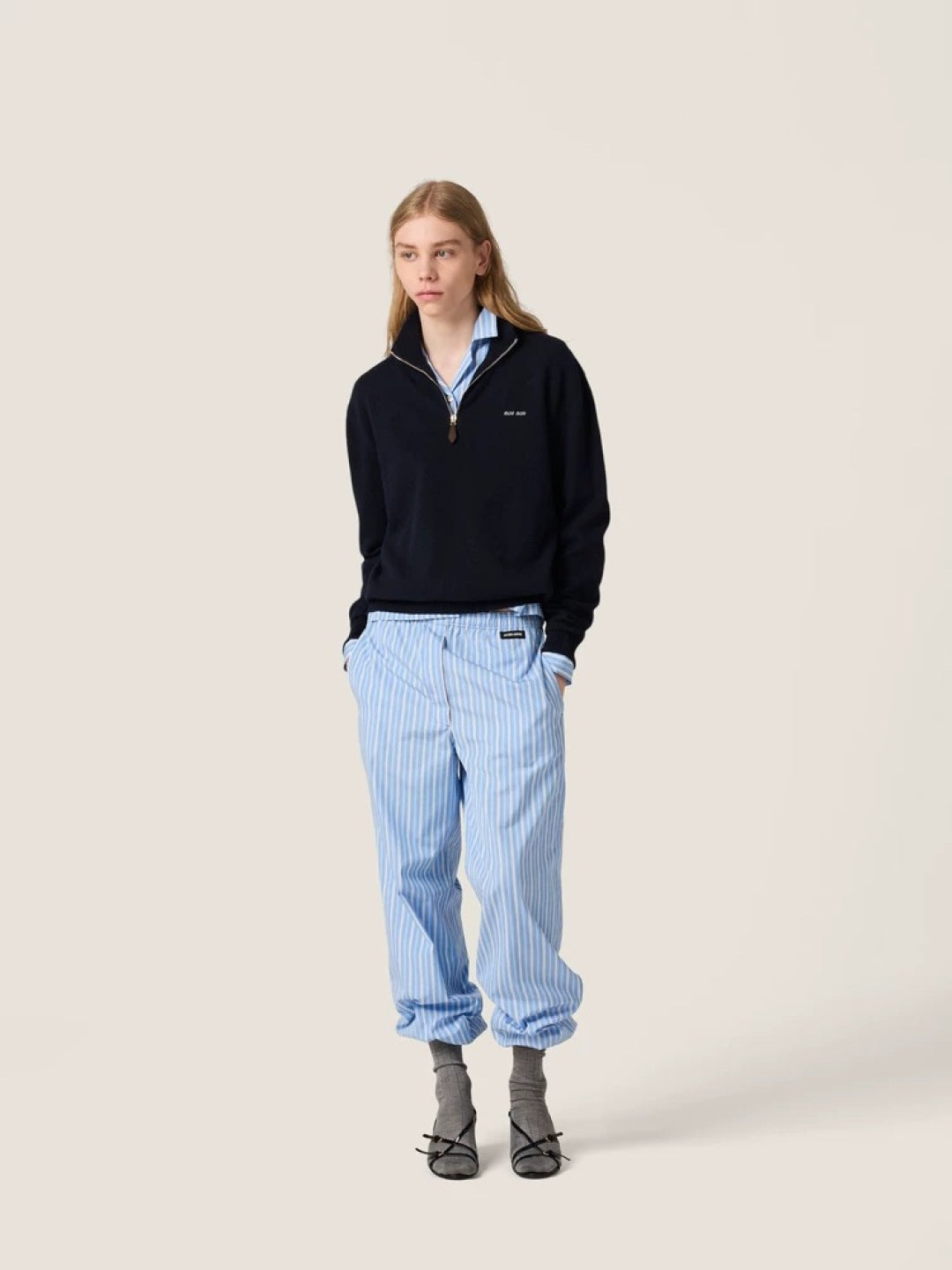 Mu 25fw Blue sweater knitted sweater