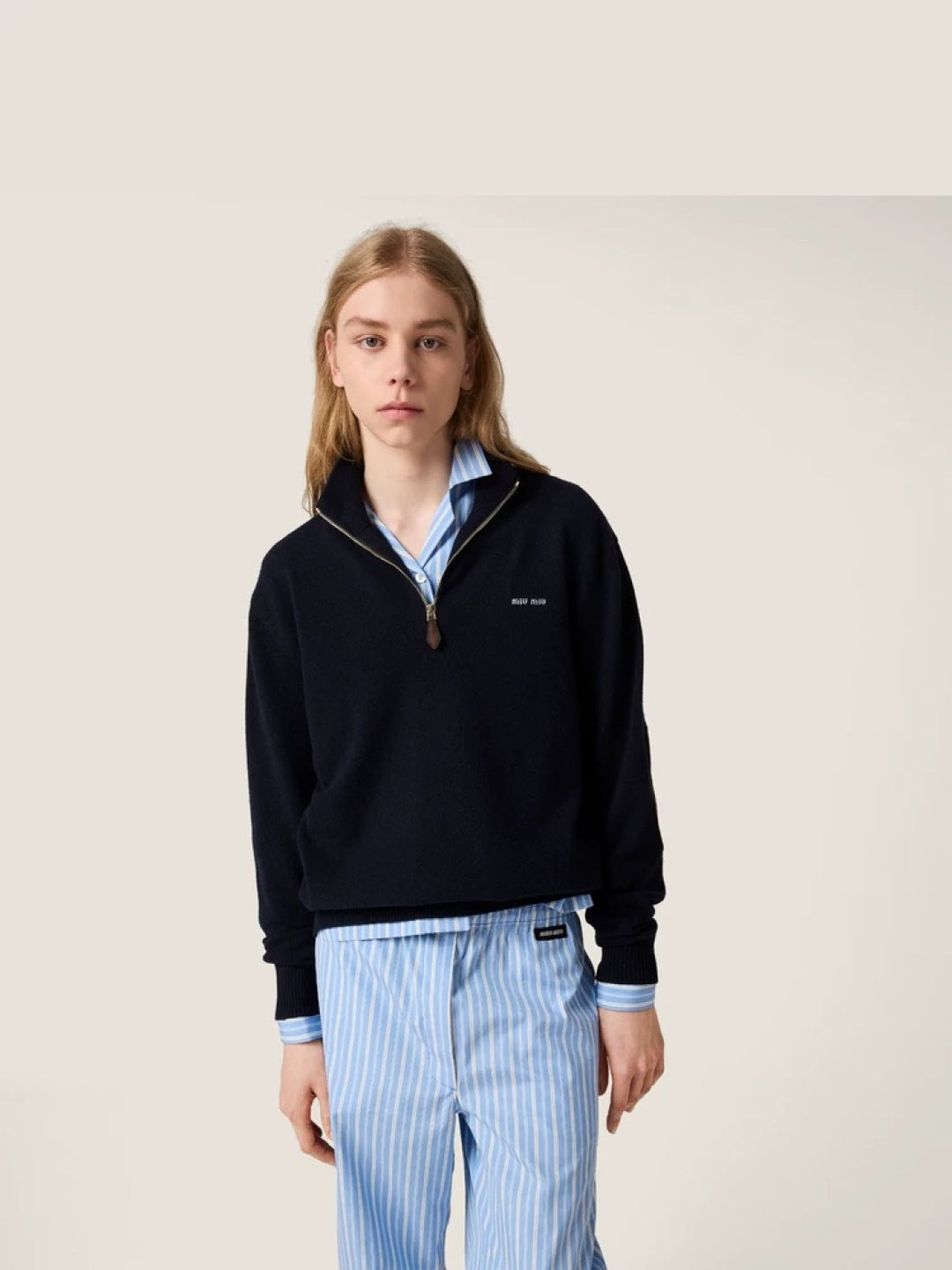 Mu 25fw Blue sweater knitted sweater