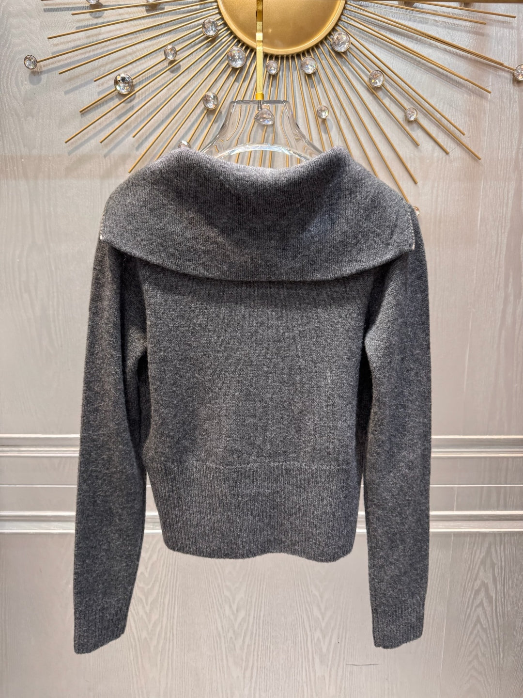 Mu 25fw Grey long sleeved sweater knitted sweater