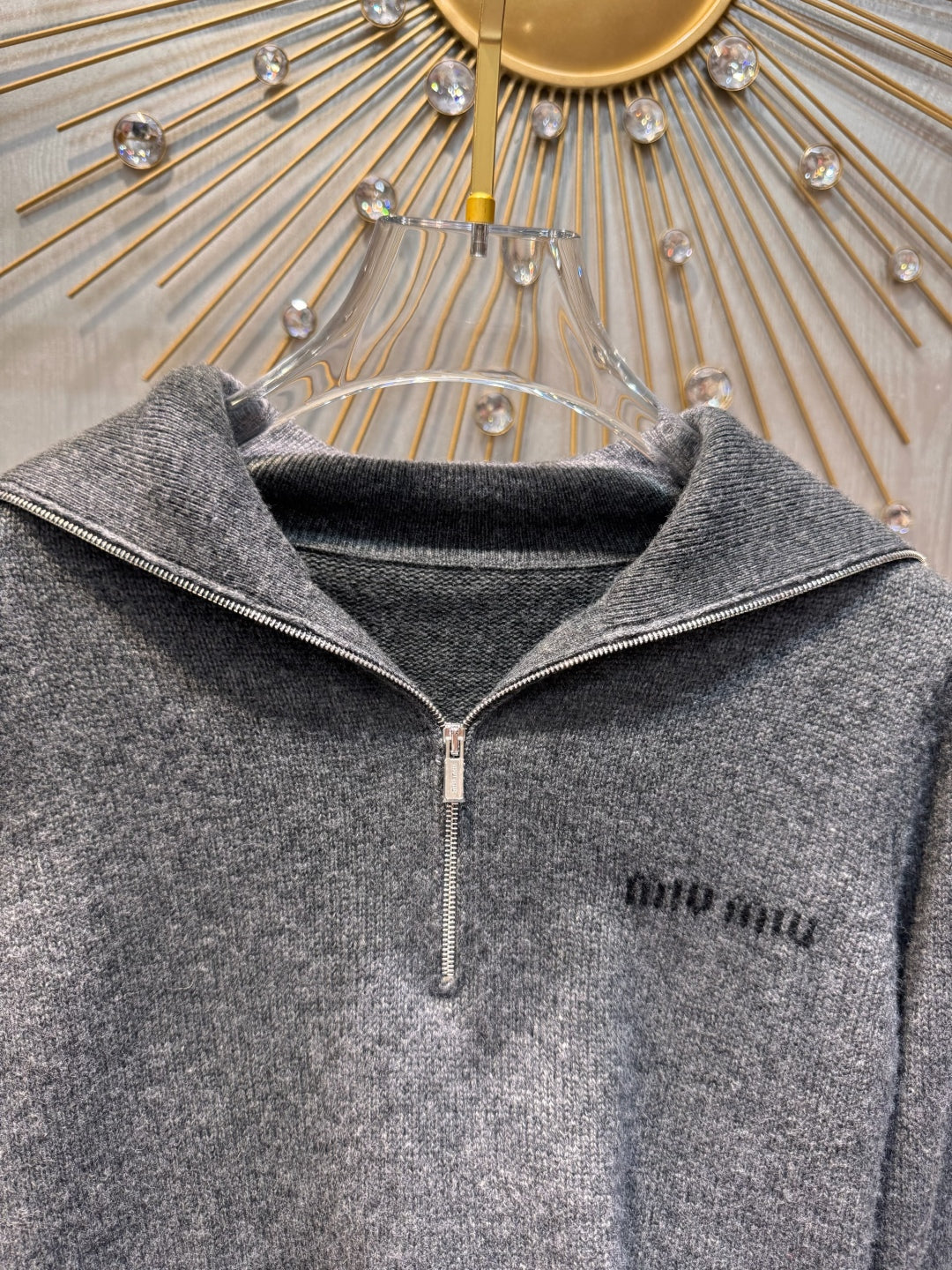 Mu 25fw Grey long sleeved sweater knitted sweater