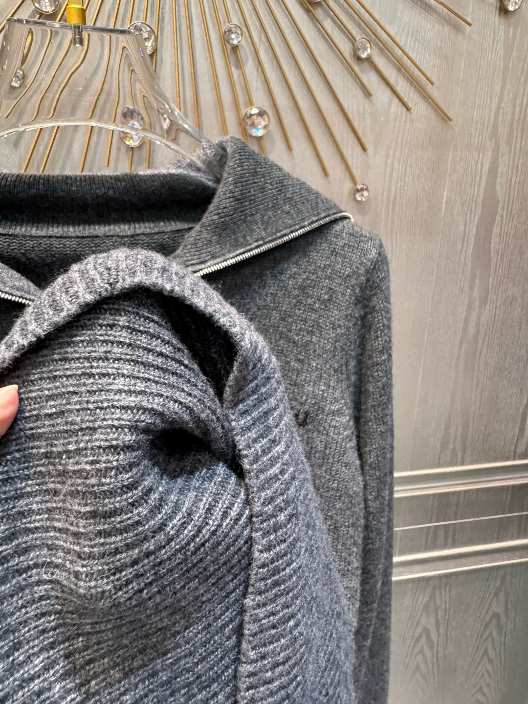 Mu 25fw Grey long sleeved sweater knitted sweater