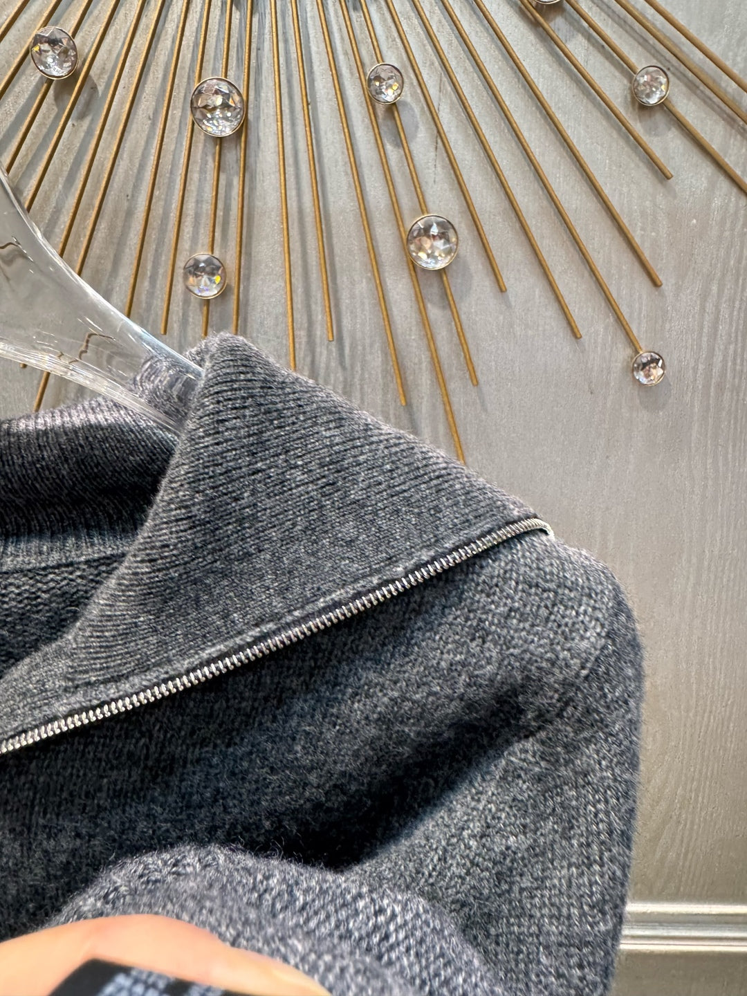 Mu 25fw Grey long sleeved sweater knitted sweater