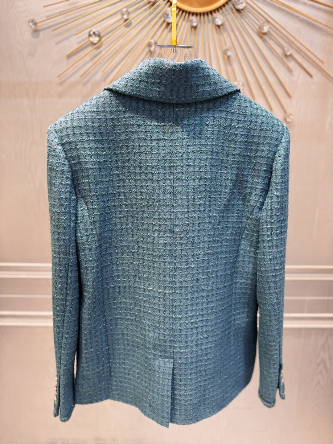 Che 25fw Coarse woolen peacock green suit set