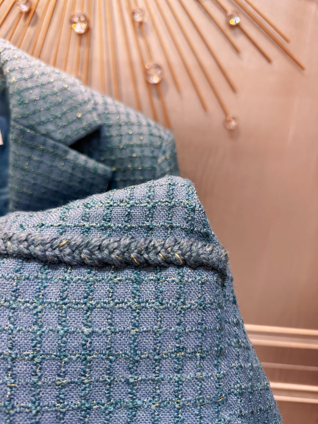 Che 25fw Coarse woolen peacock green suit set