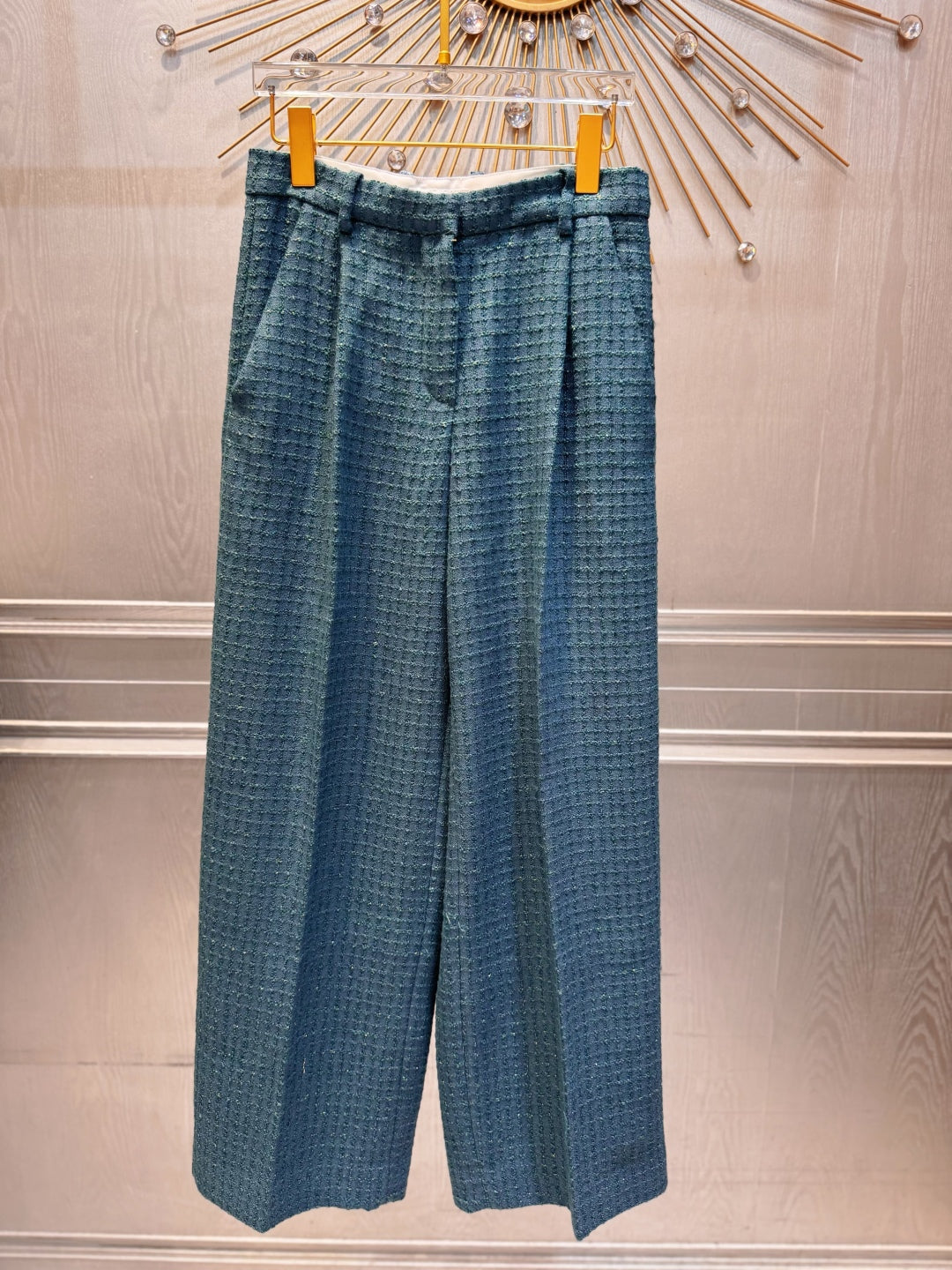 Che 25fw Coarse woolen peacock green suit set