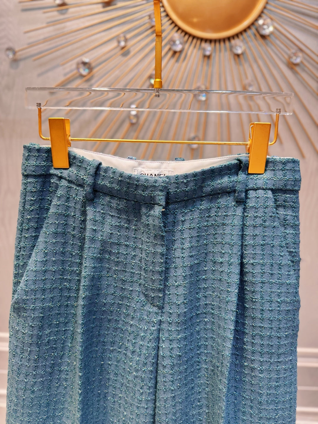 Che 25fw Coarse woolen peacock green suit set