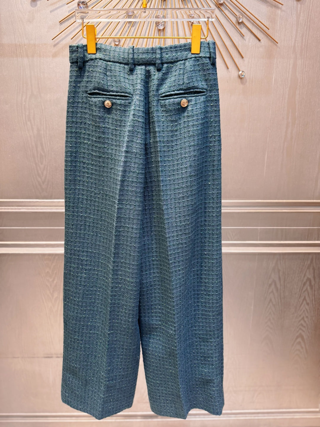 Che 25fw Coarse woolen peacock green suit set