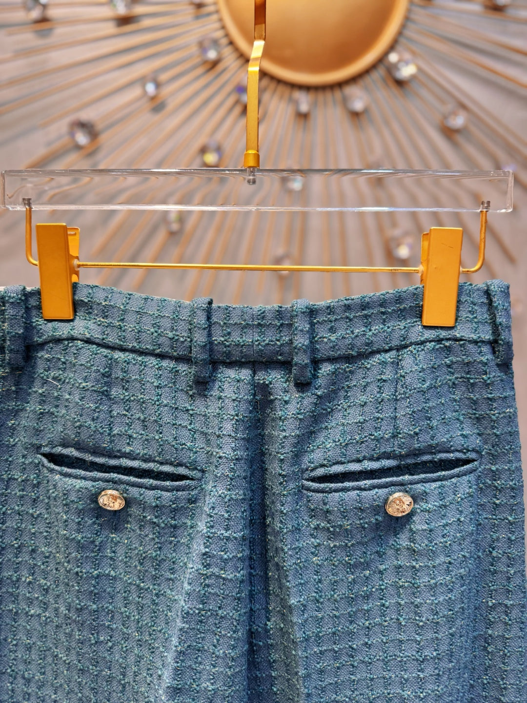 Che 25fw Coarse woolen peacock green suit set