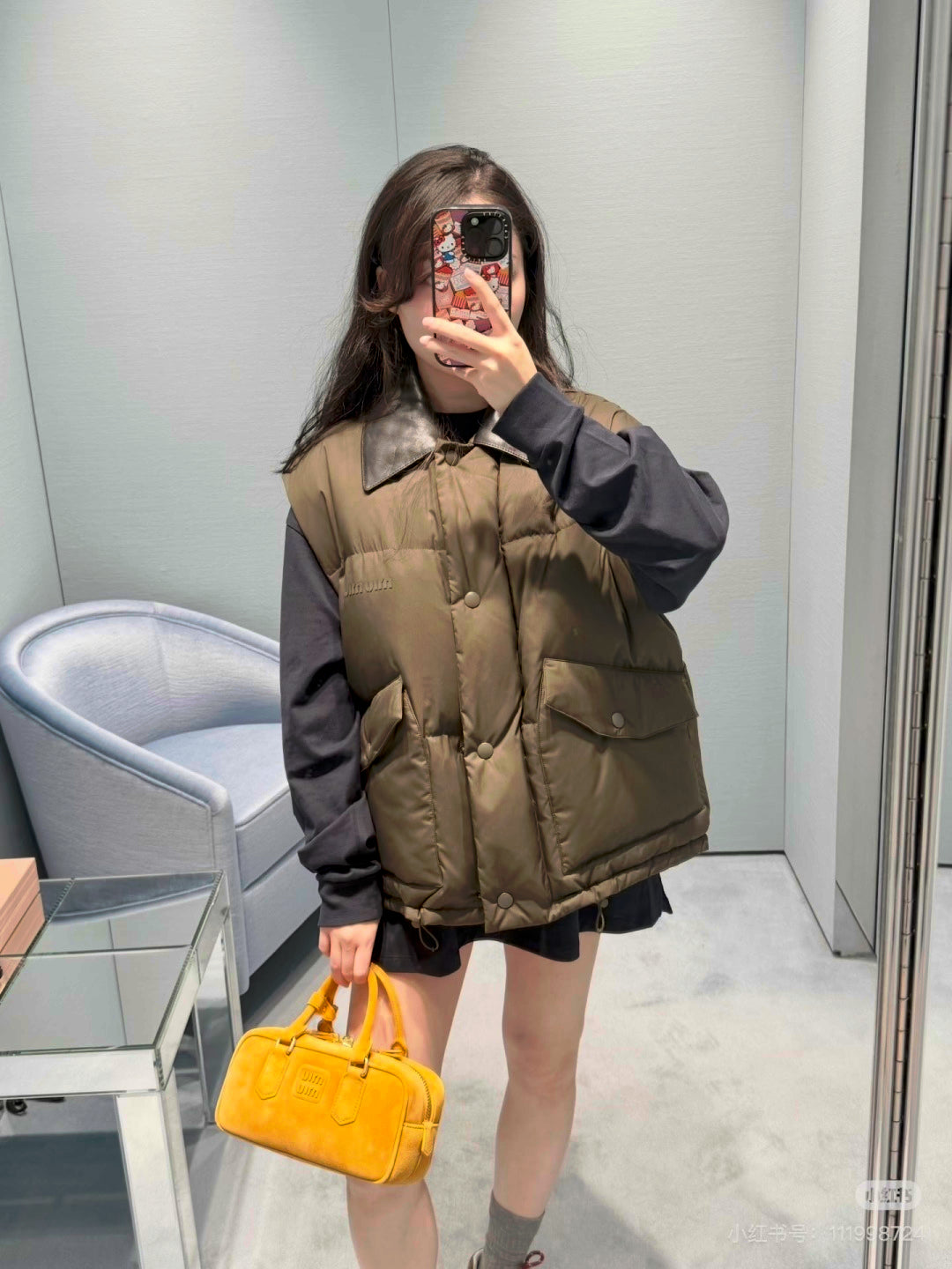 Mu 25fw Down vest olive green