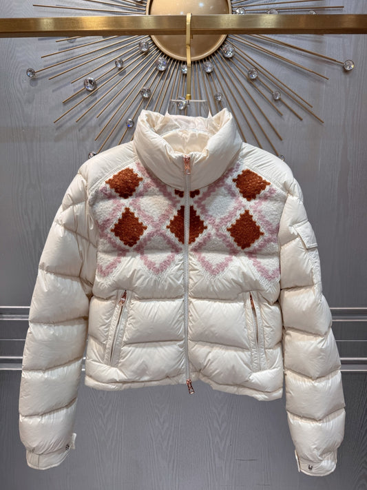Moc 25fw White diamond grid down jacket
