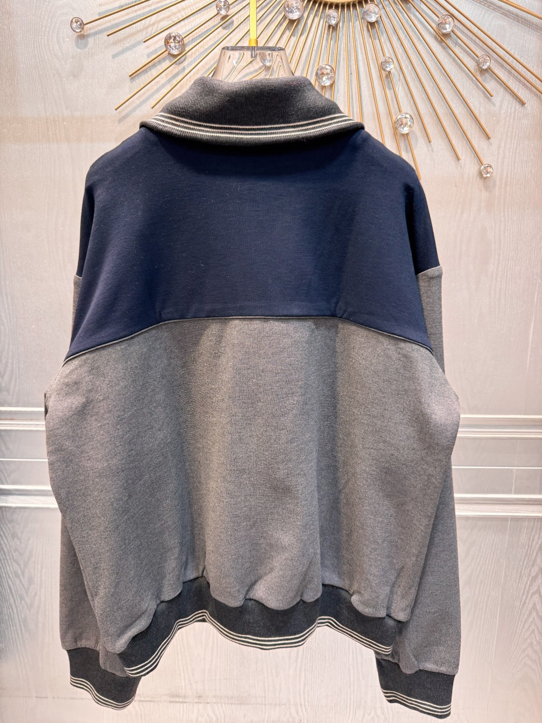 Mu 25fw Color blocking zipper knitted jacket