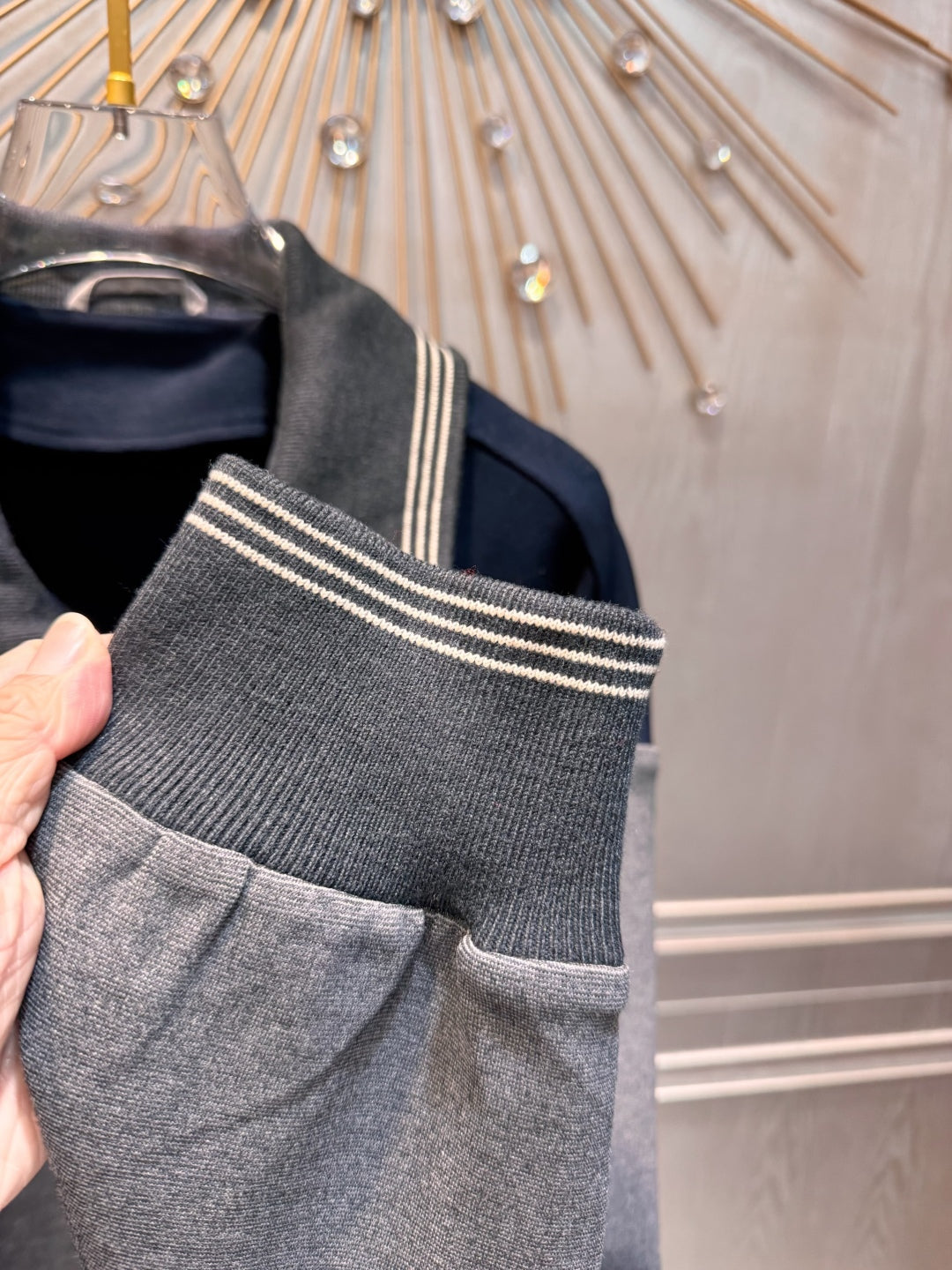 Mu 25fw Color blocking zipper knitted jacket