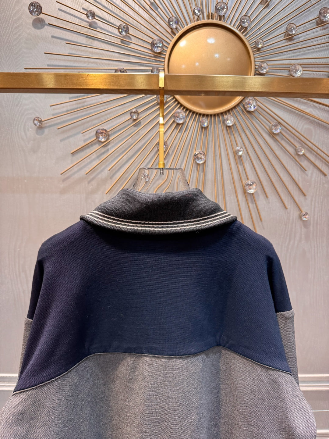 Mu 25fw Color blocking zipper knitted jacket