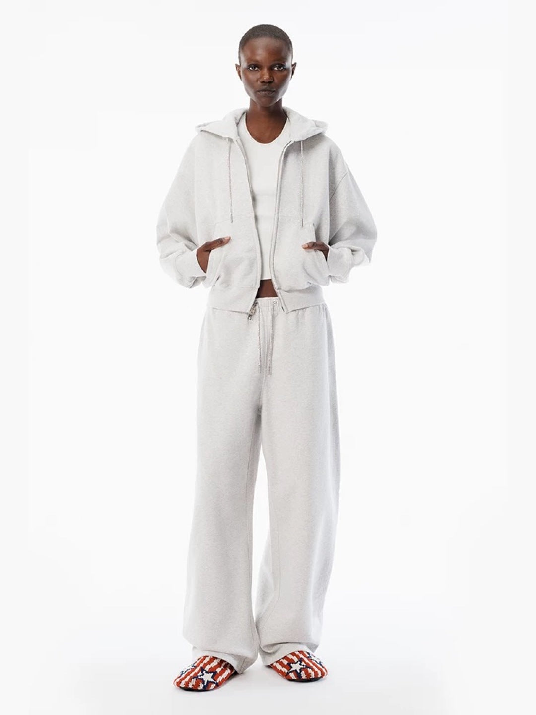 Ale 25fw Grey sports hoodie set