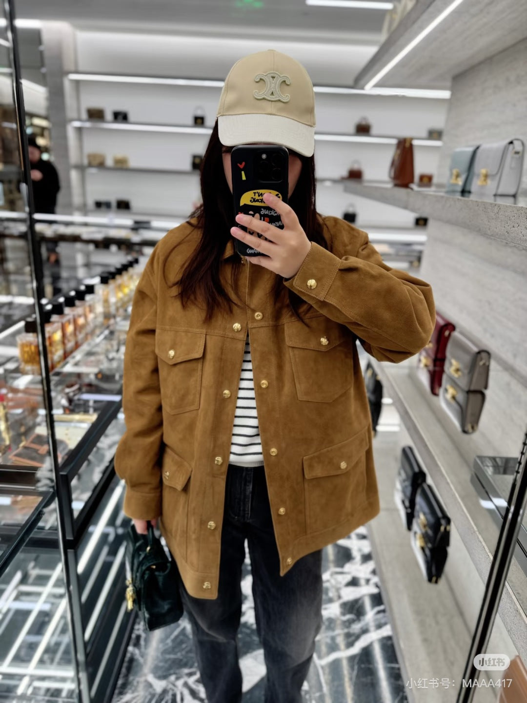 Cel 25fw Western style suede leather jacket