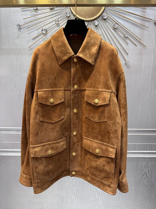 Cel 25fw Western style suede leather jacket