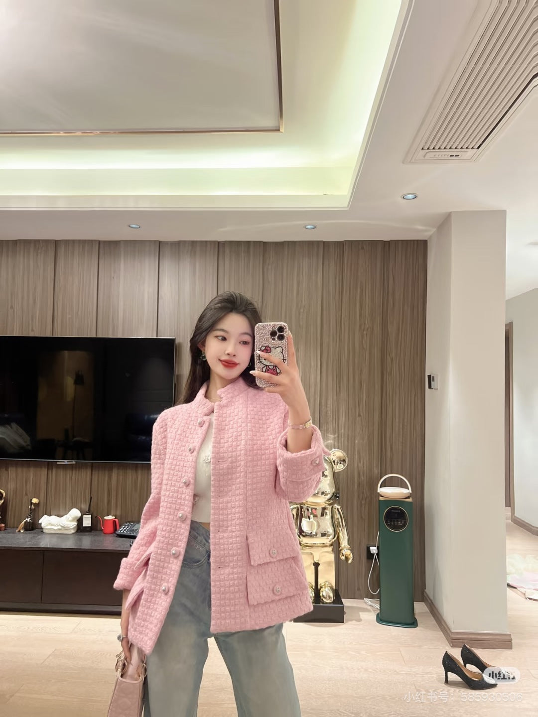 Che 25fw Light pink stand up collar jacket