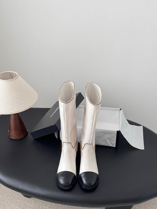 Che Stylish high-top chain riding boots