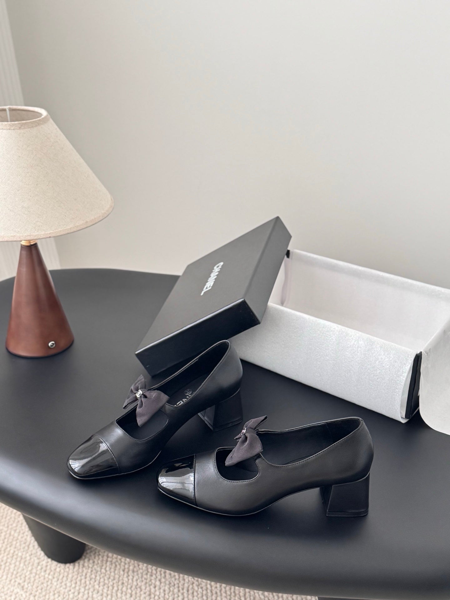 Che New genuine leather square-toe chunky heel Mary Jane shoes