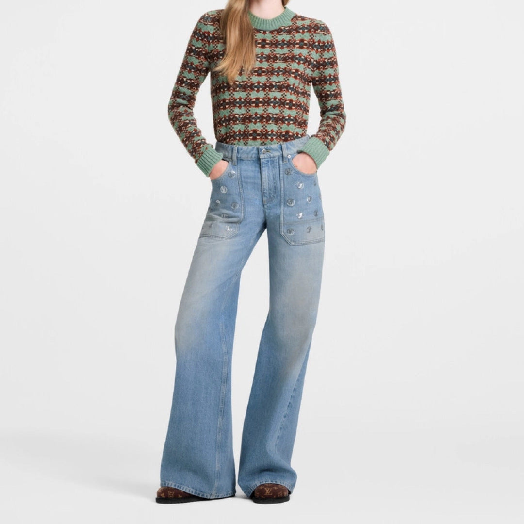 Loe**25fw new sequined jeans