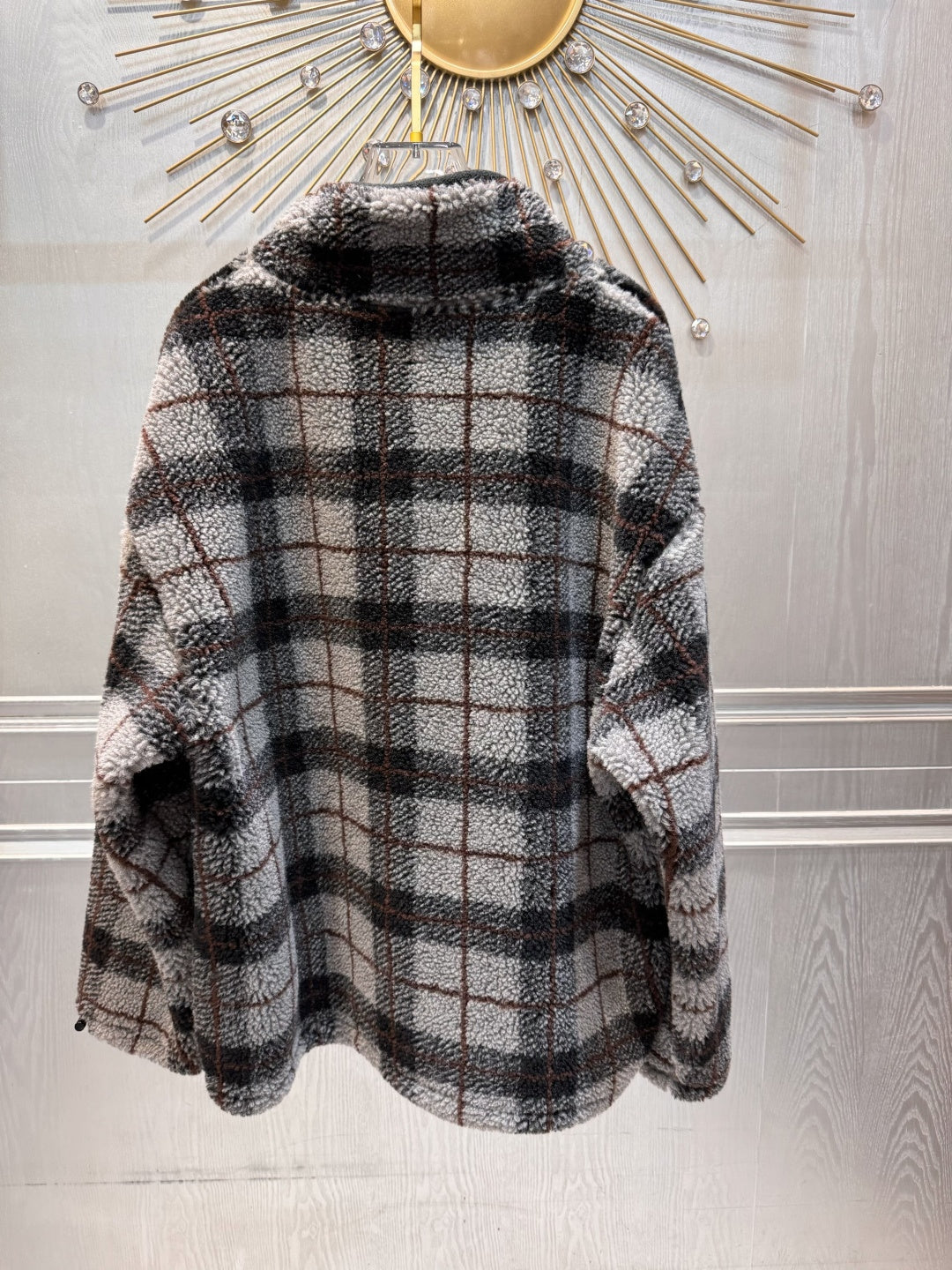 Mu 25fw plaid fleece jacket
