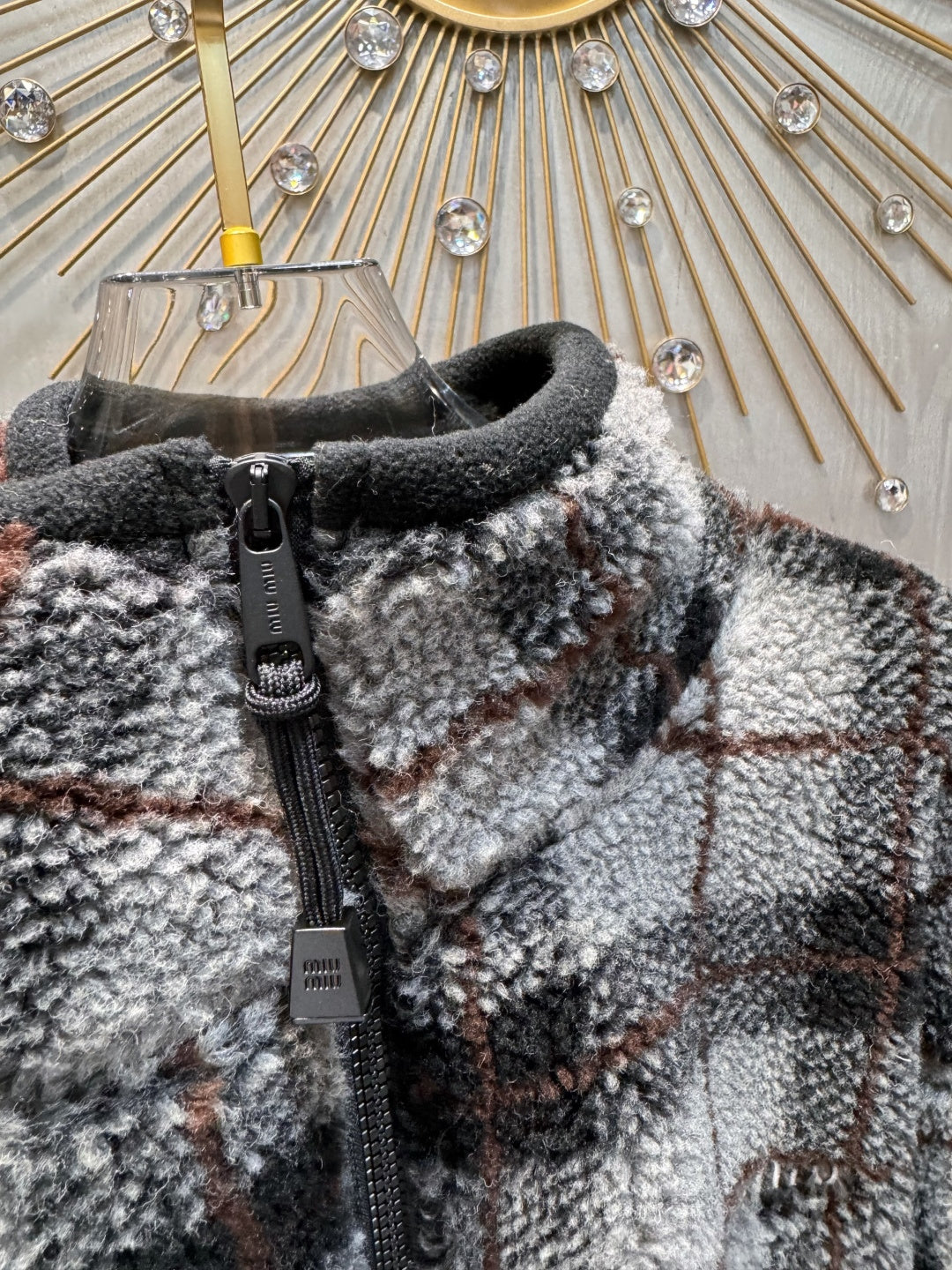 Mu 25fw plaid fleece jacket