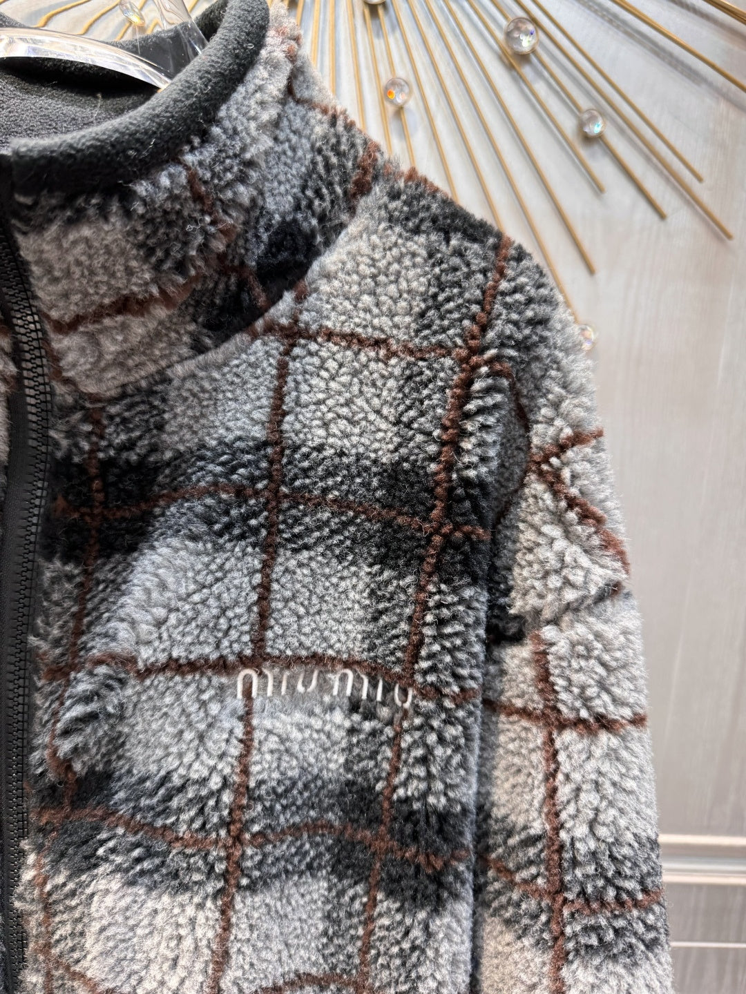 Mu 25fw plaid fleece jacket