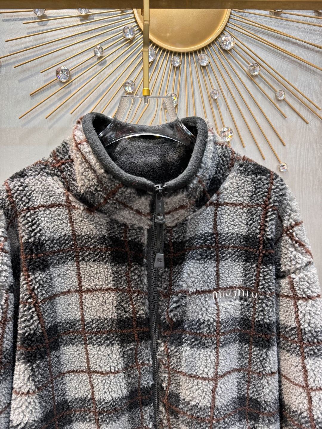 Mu 25fw plaid fleece jacket