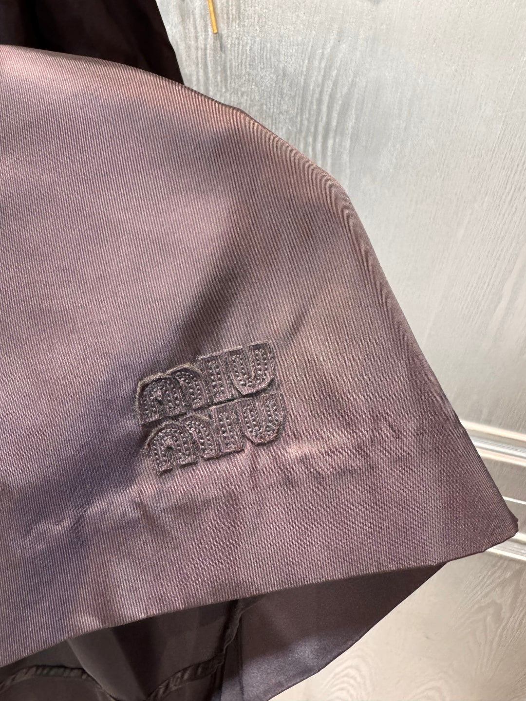 Mu**new dark brown nylon midi skirt