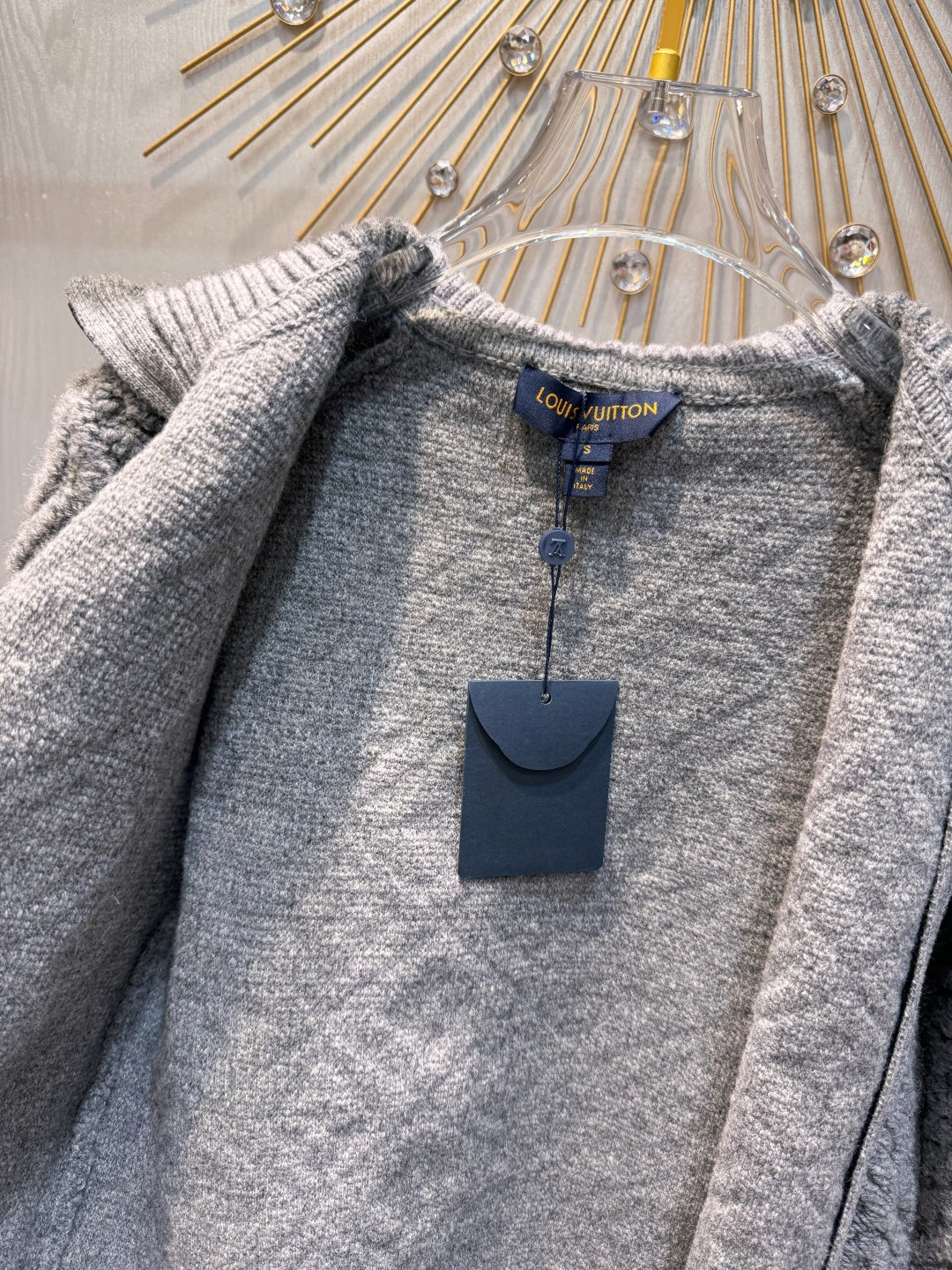 Loe**new grey embossed knit hooded jacket