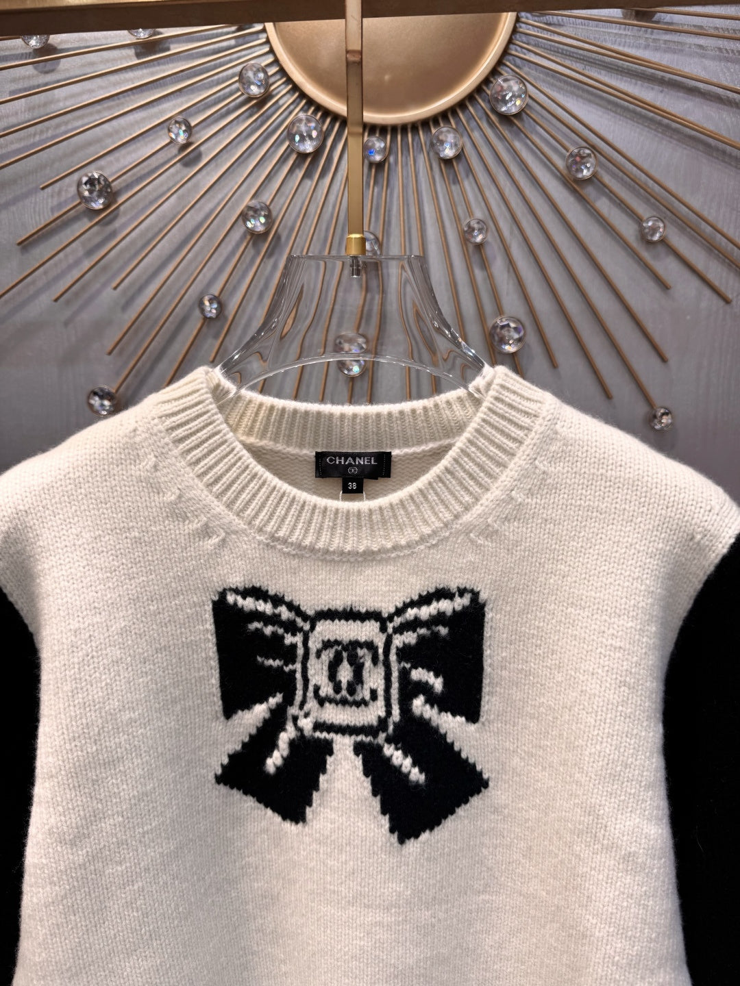 Cha**skiing series bow sweater black and white