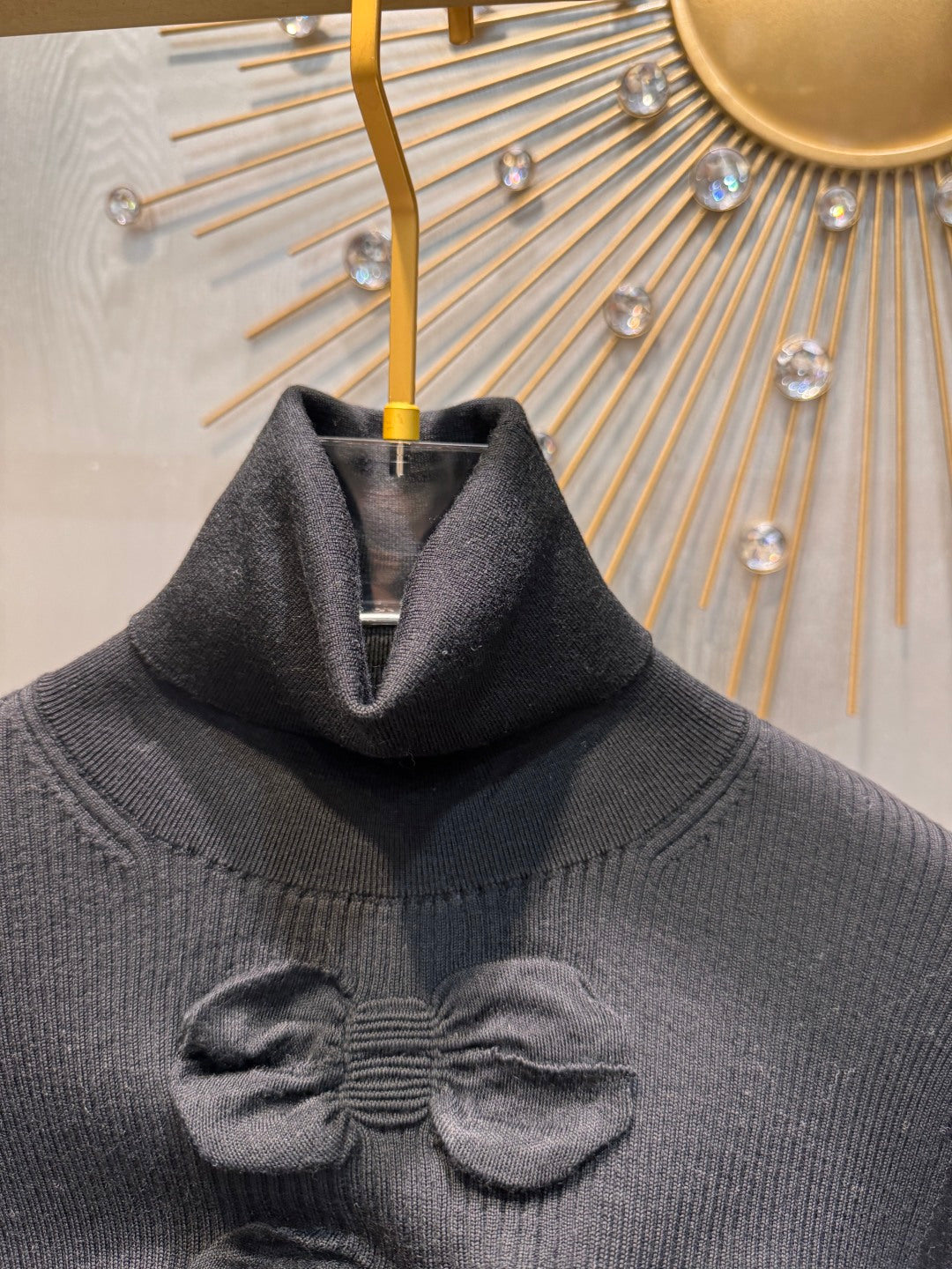 Cha**new black bow-tie knit sweater