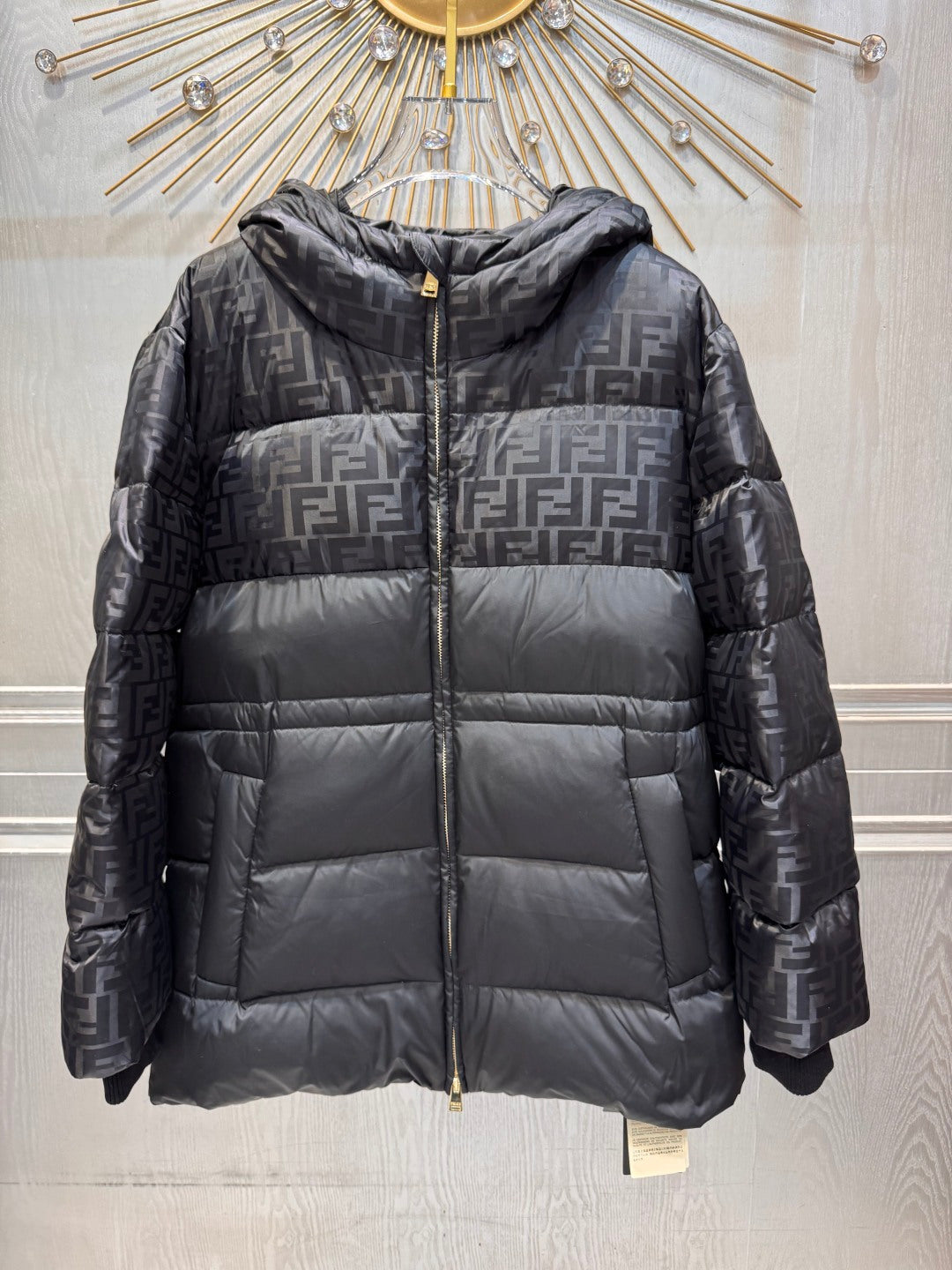 FF**black  jacquard down jacket