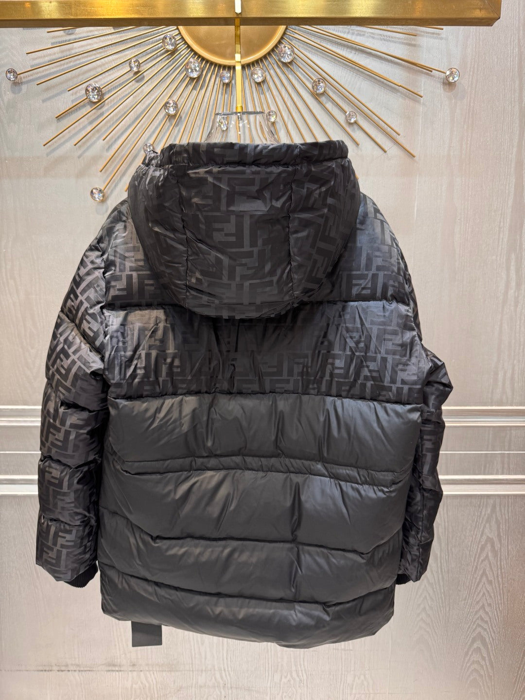 FF**black  jacquard down jacket