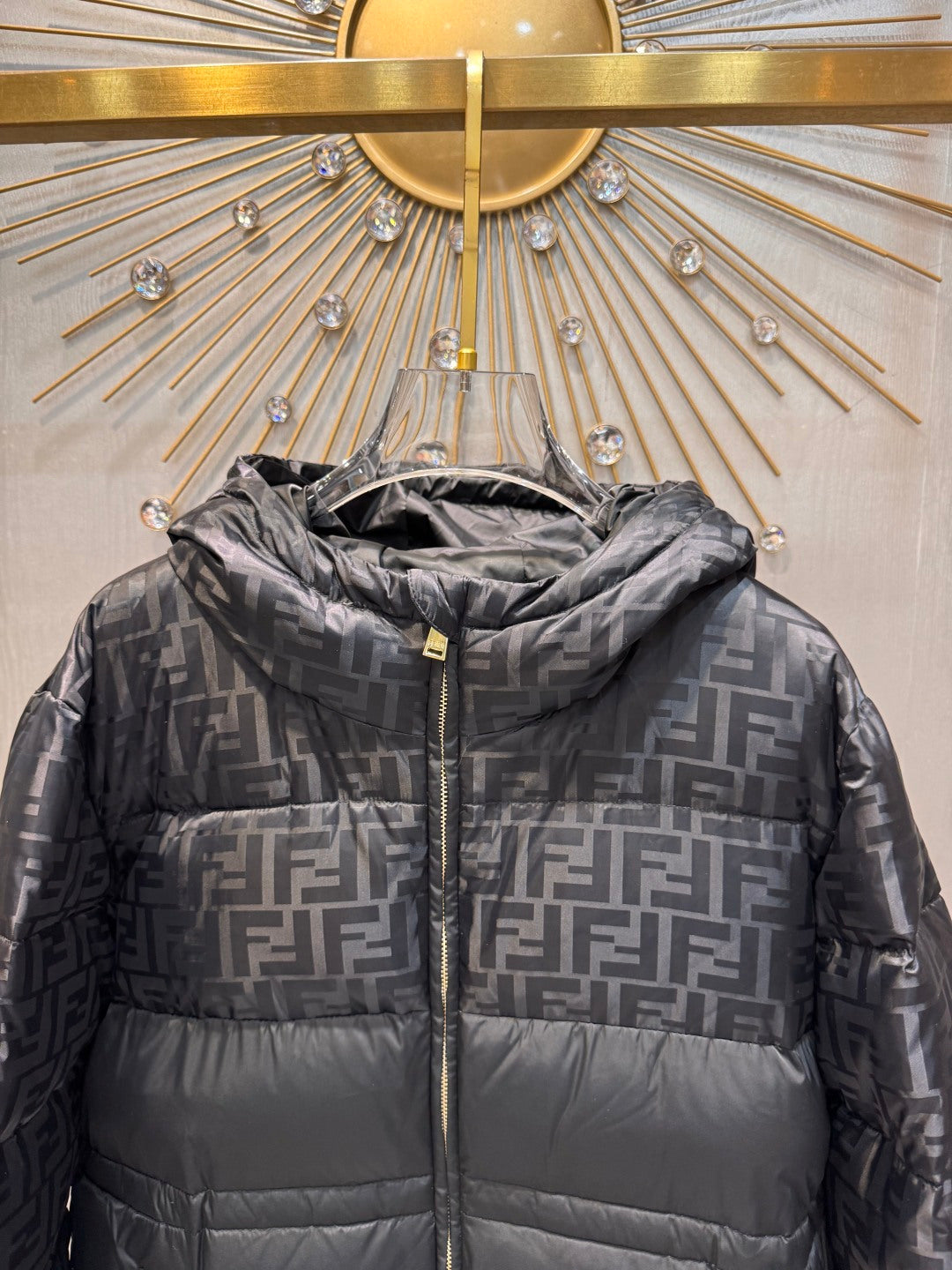 FF**black  jacquard down jacket