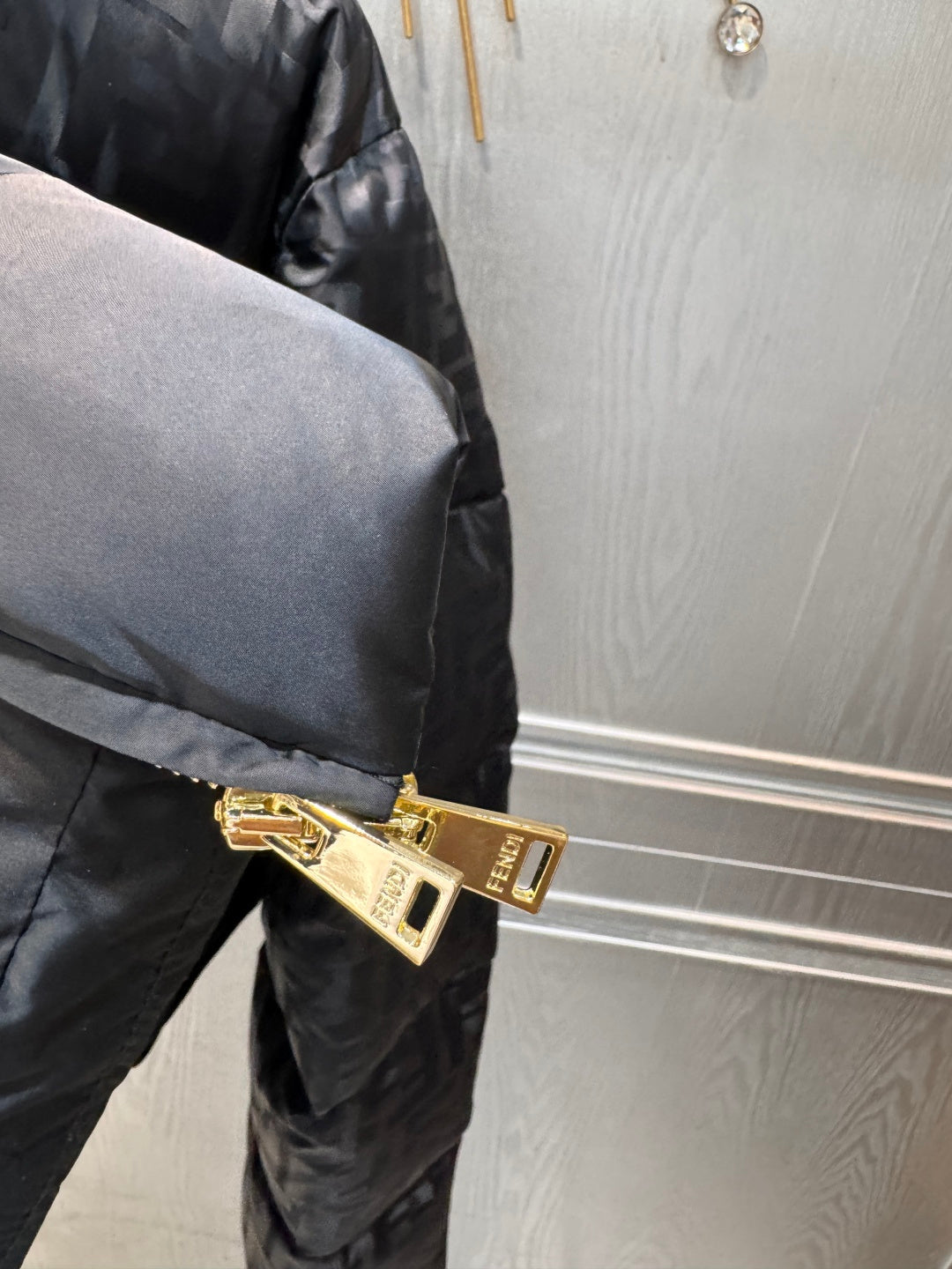 FF**black  jacquard down jacket