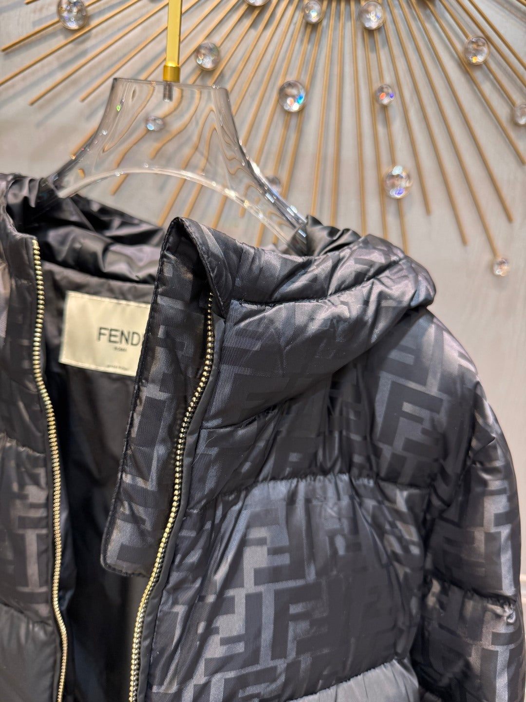 FF**black  jacquard down jacket