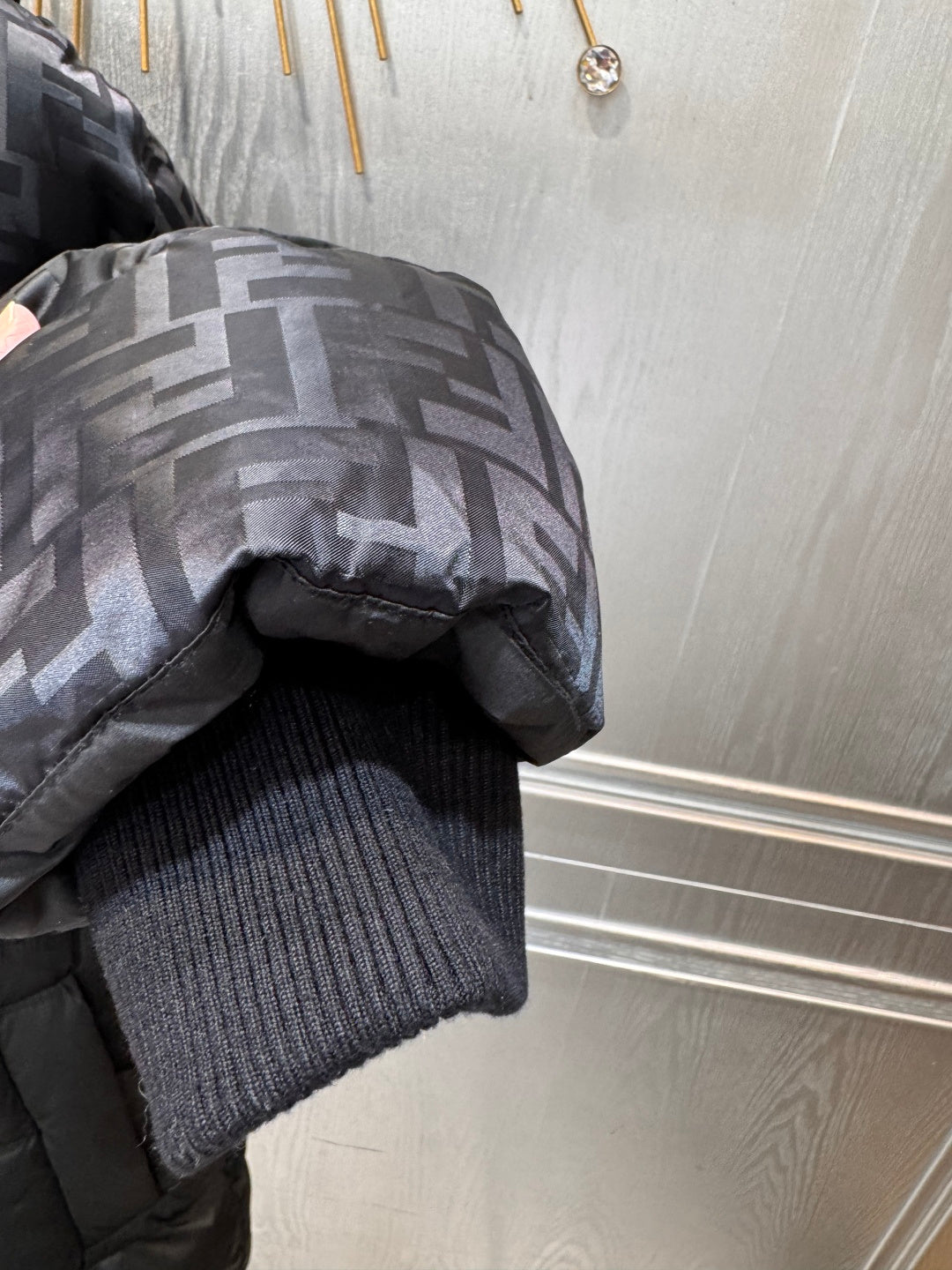 FF**black  jacquard down jacket