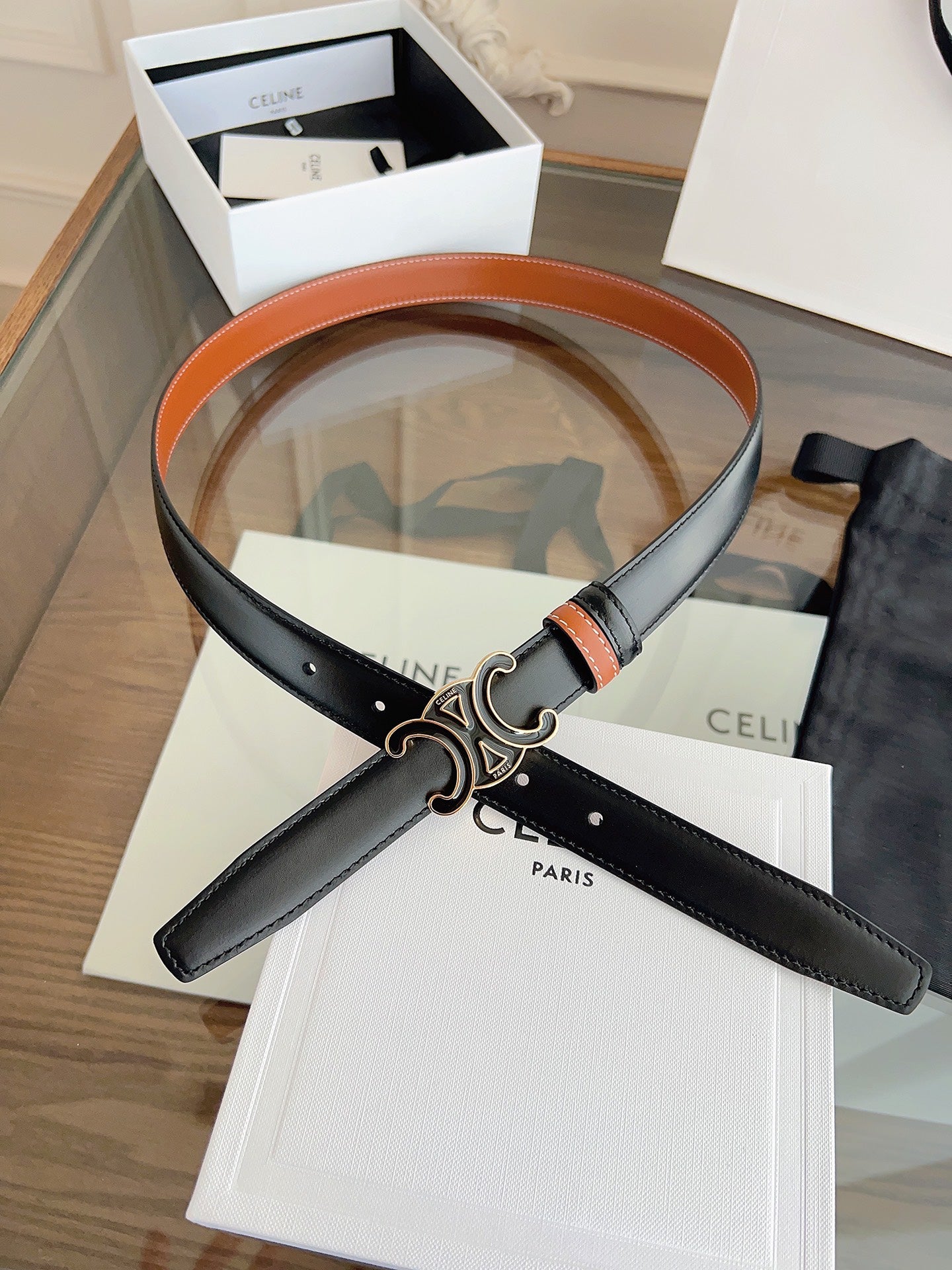 Cel**women's belt double-sided buckle