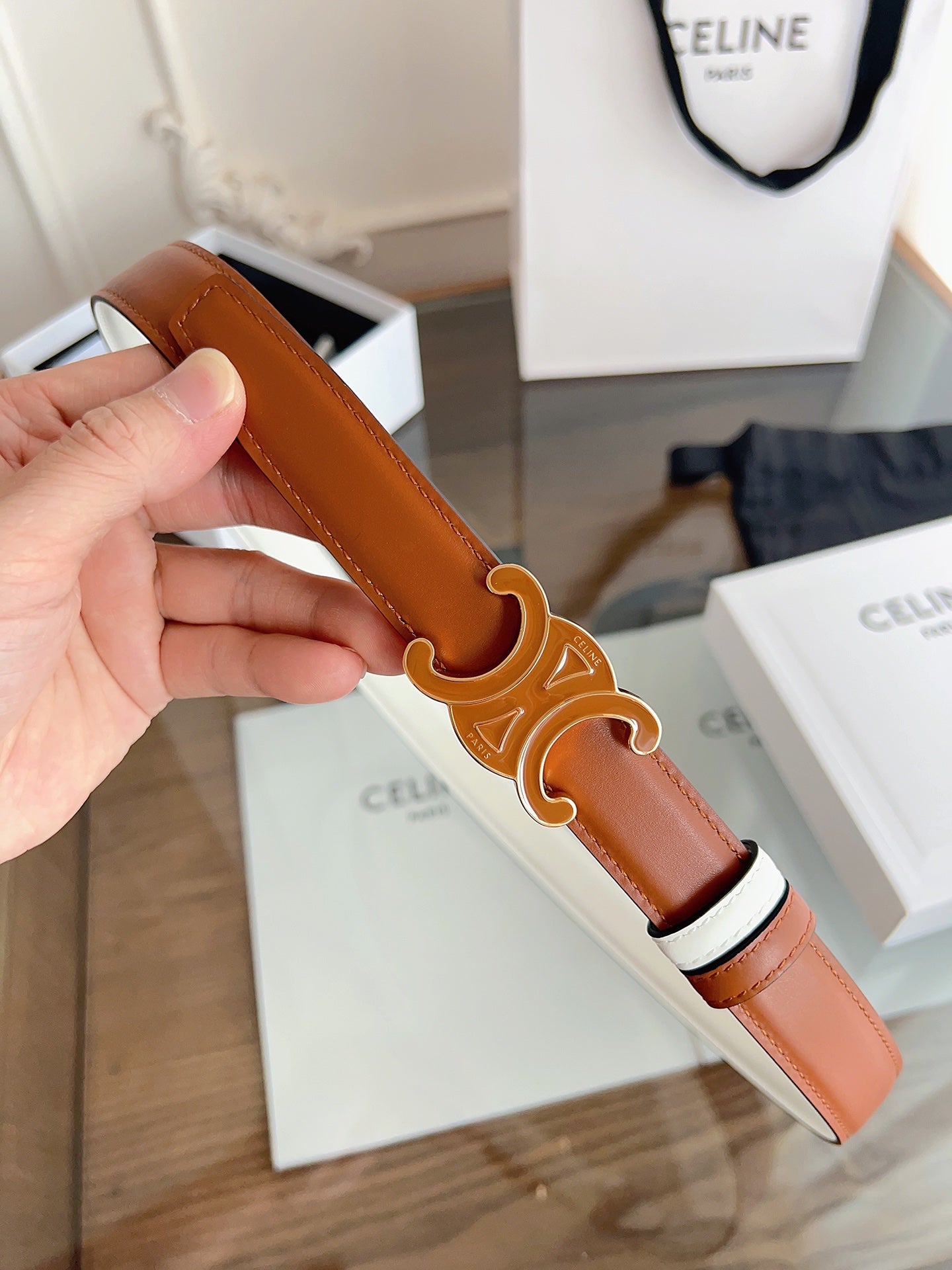 Cel**women's belt double-sided buckle