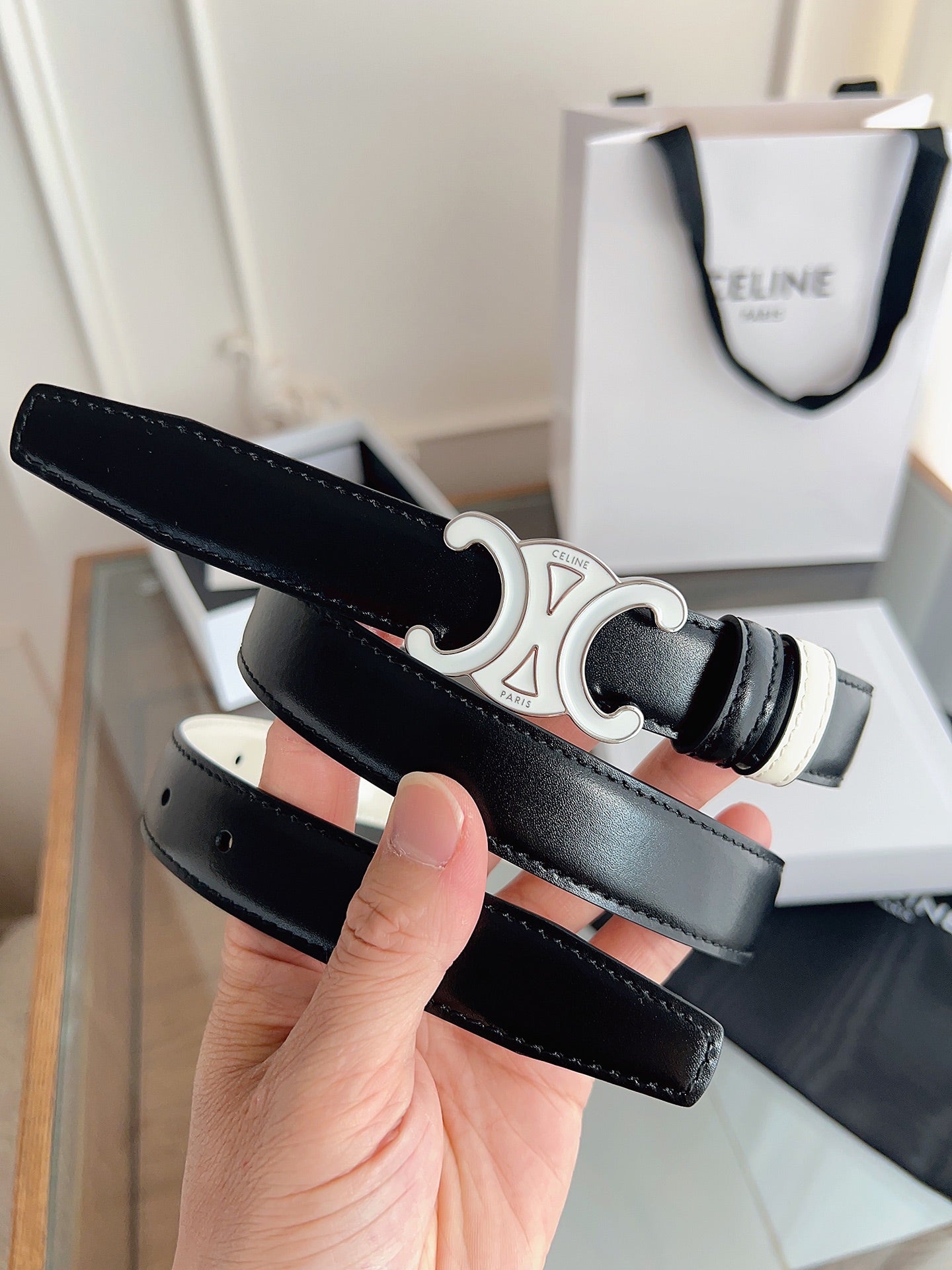 Cel**women's belt double-sided buckle