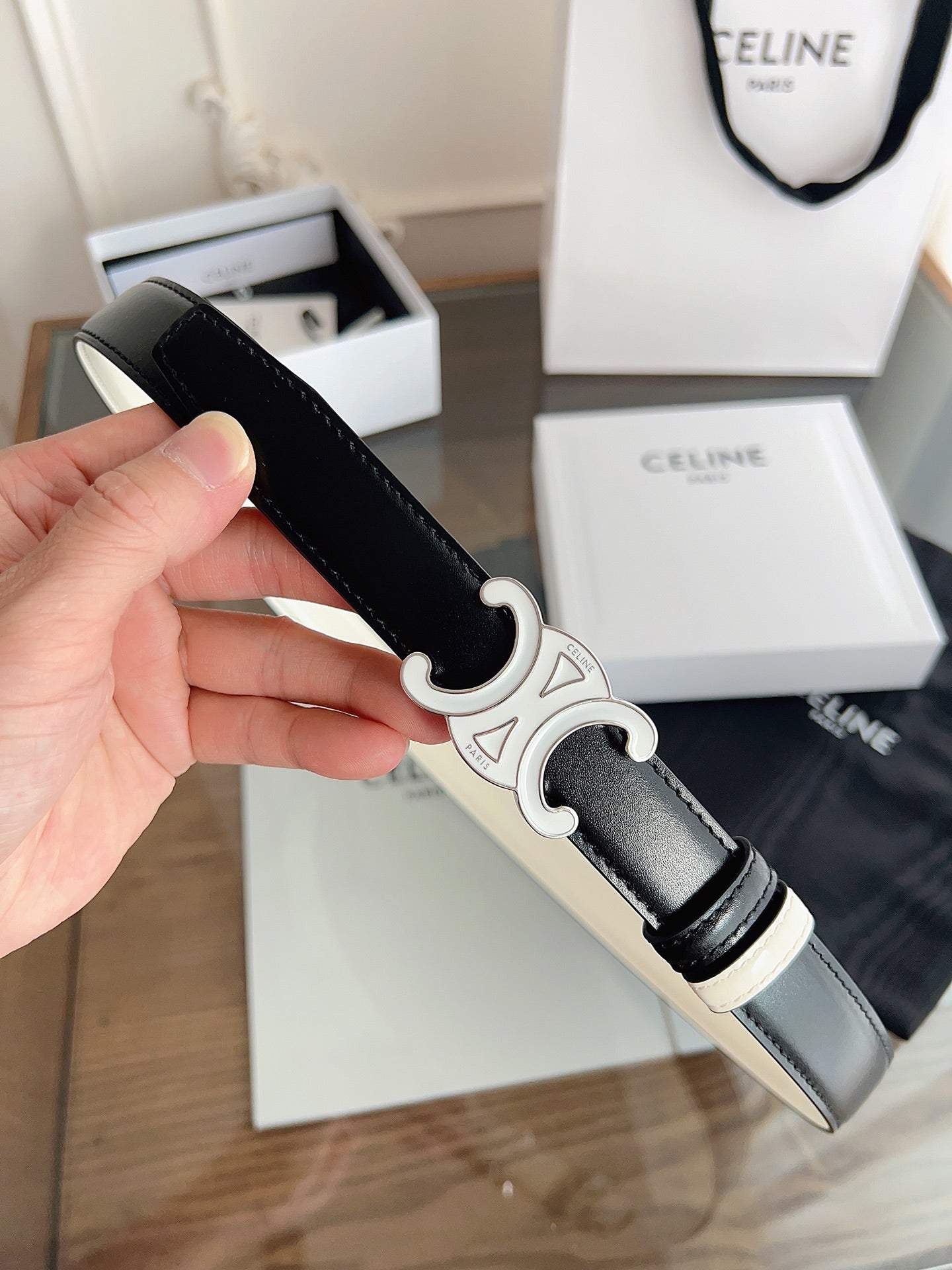 Cel**women's belt double-sided buckle