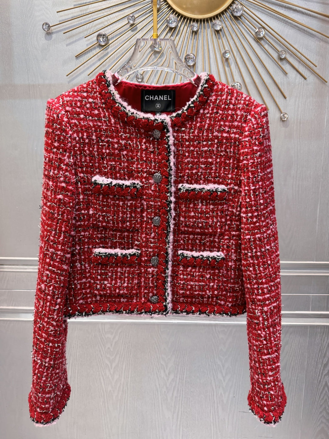 Cha**25FW Red tweed coat