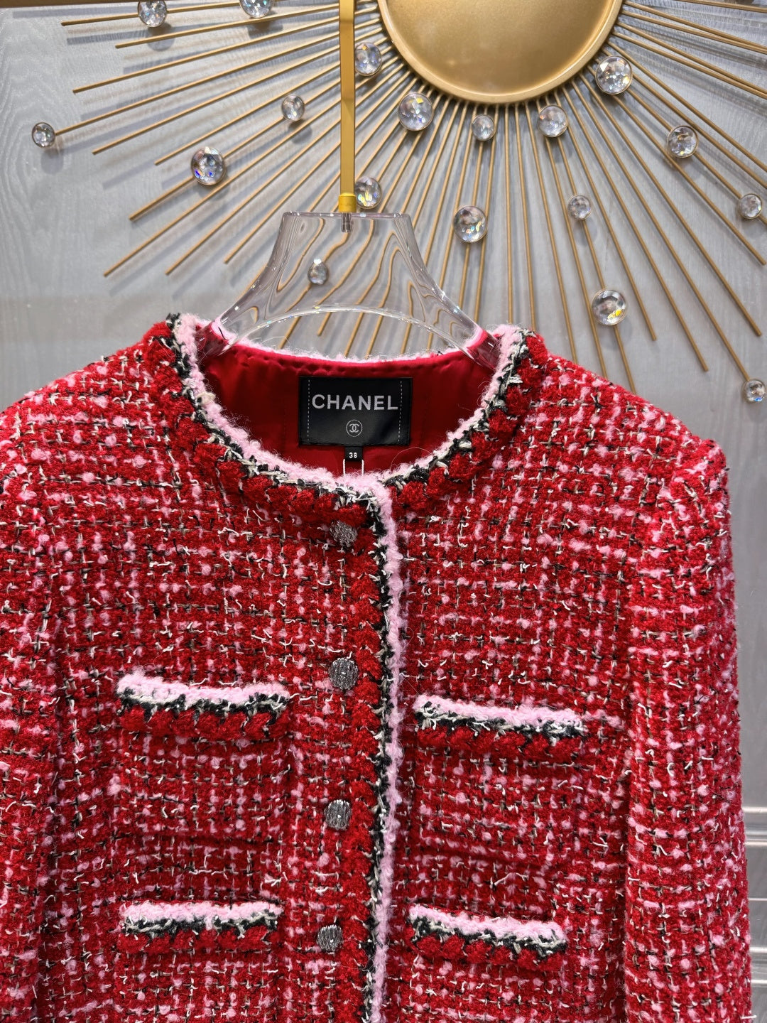 Cha**25FW Red tweed coat